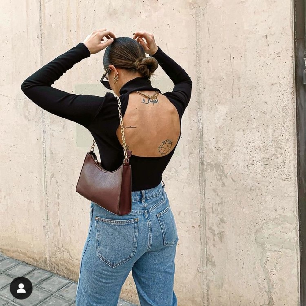 ZARA BLACK HIGH COLLAR BODYSUIT